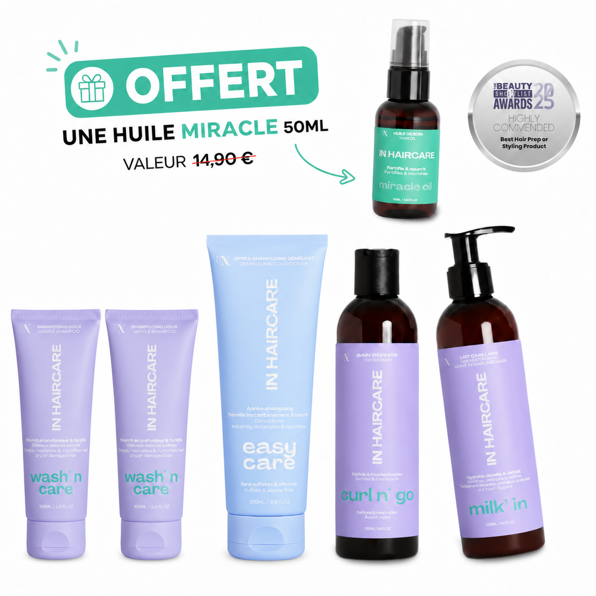 Routine essentielle hydratation & démêlage avec 2 shampoings Wash n&