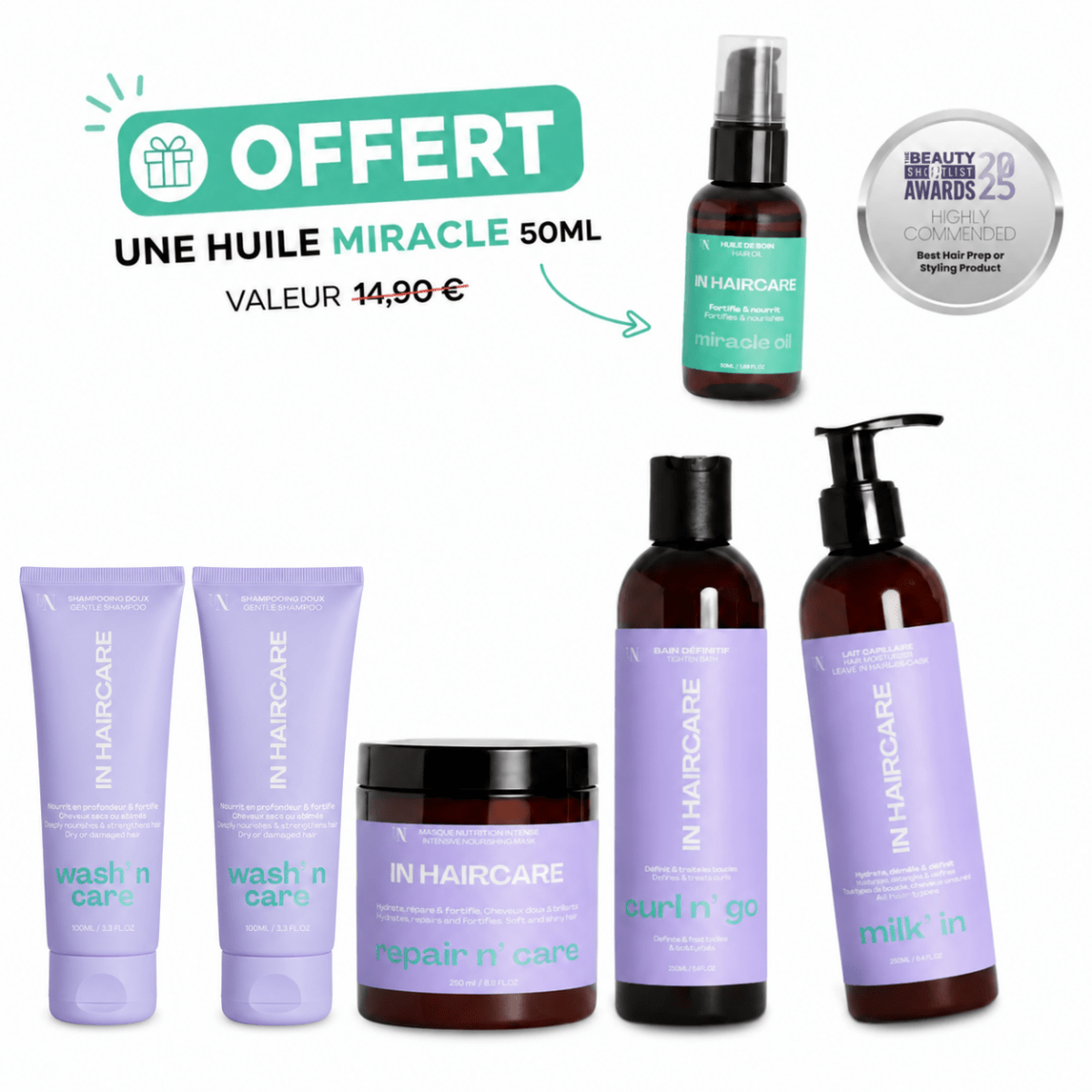 Routine boucles essentielle nutrition &amp; fortification - 2 shampoings mini - In Haircare